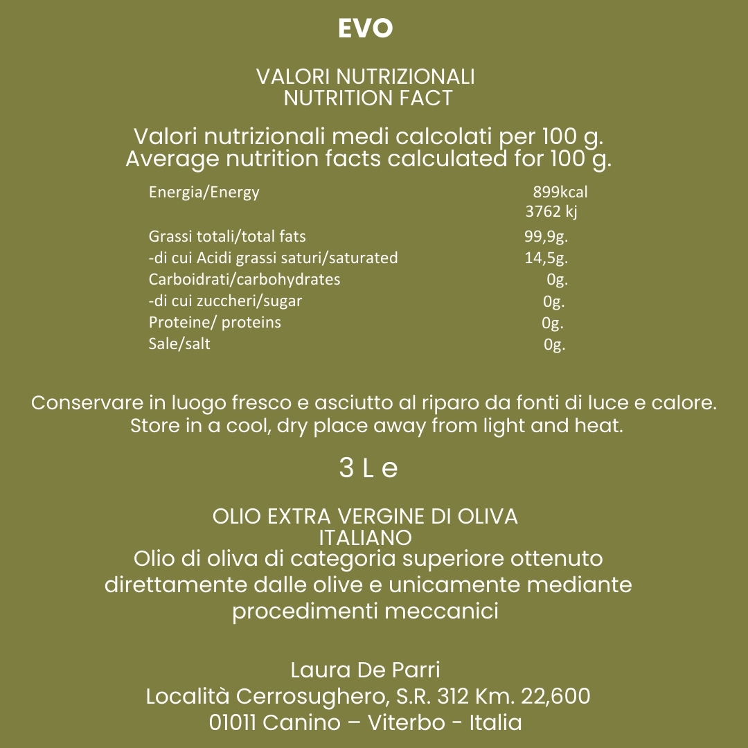 Olio Extra Vergine di Oliva Lattina da 3 litri - Image 2