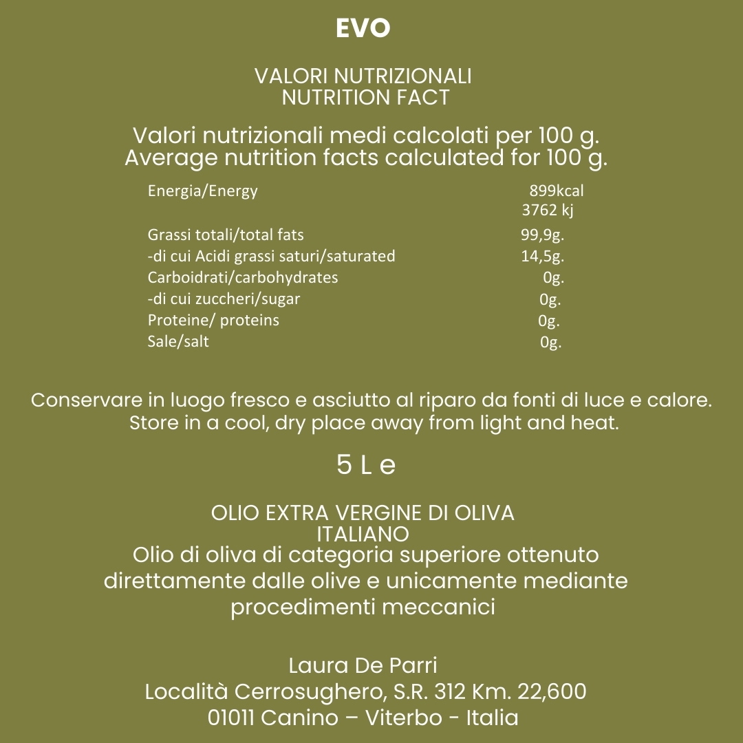 Olio Extra vergine di Oliva Lattina da 5 litri – Bild 2