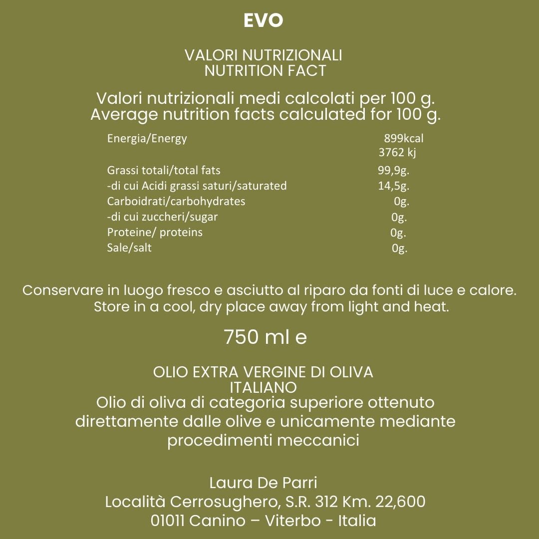Olio Extra Vergine di Oliva Bottiglia da 750 ml – Bild 2